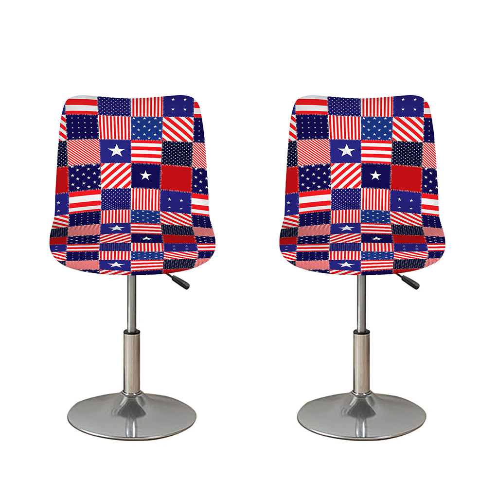 American Patriotic Patchwork Print Bar Stool Covers