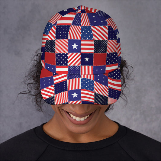 American Patriotic Patchwork Print Baseball Cap