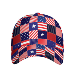 American Patriotic Patchwork Print Baseball Cap