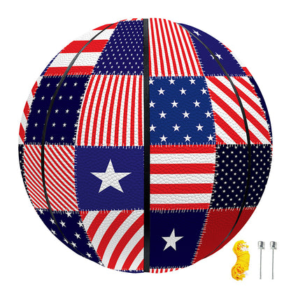 American Patriotic Patchwork Print Basketball