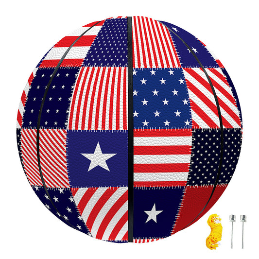 American Patriotic Patchwork Print Basketball