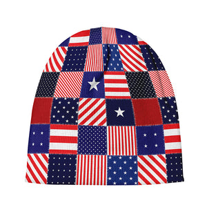 American Patriotic Patchwork Print Beanie