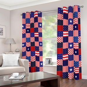 American Patriotic Patchwork Print Blackout Grommet Curtains