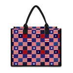 American Patriotic Patchwork Print Canvas Tote Bag