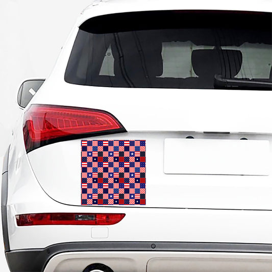 American Patriotic Patchwork Print Car Sticker