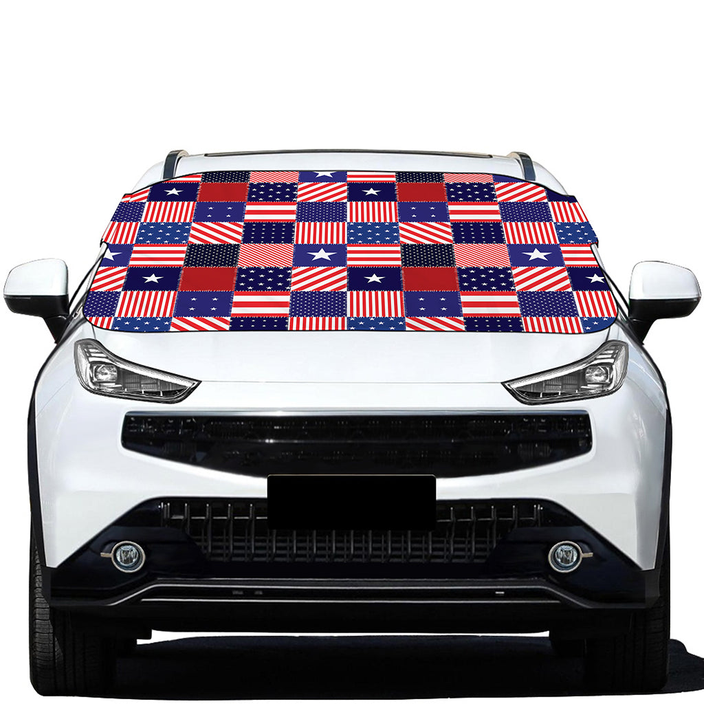 American Patriotic Patchwork Print Car Windshield Snow Cover