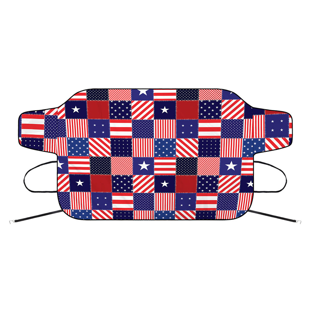 American Patriotic Patchwork Print Car Windshield Snow Cover