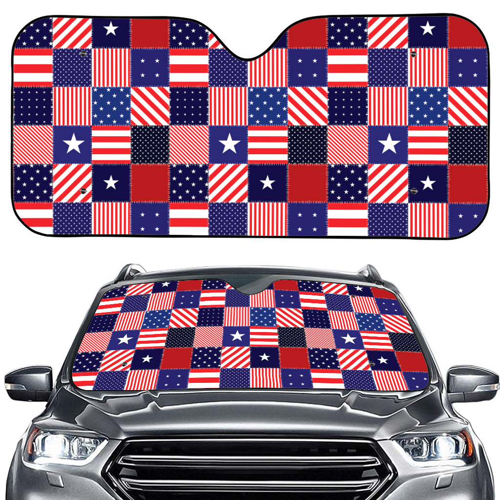 American Patriotic Patchwork Print Car Windshield Sun Shade