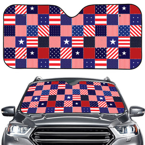 American Patriotic Patchwork Print Car Windshield Sun Shade