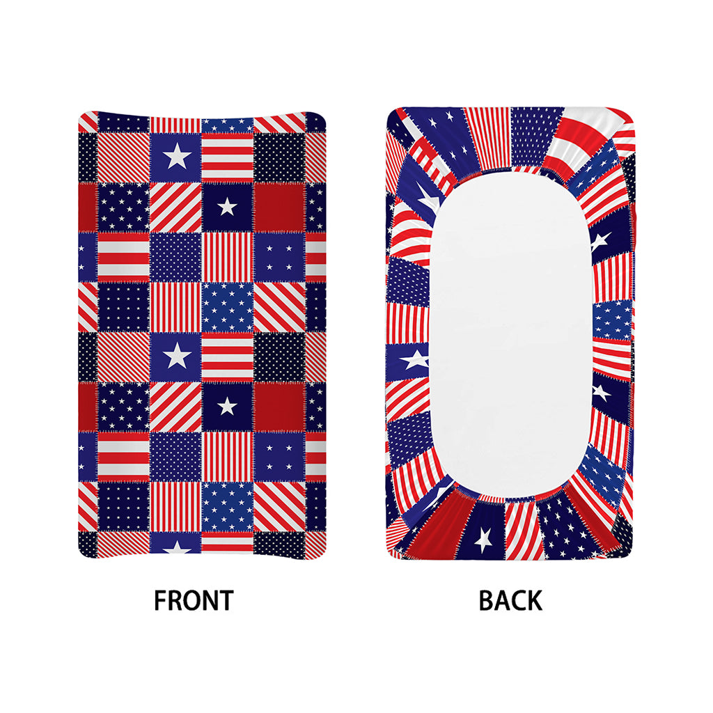 American Patriotic Patchwork Print Changing Pad Cover