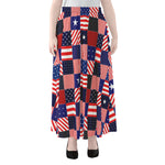 American Patriotic Patchwork Print Chiffon Maxi Skirt
