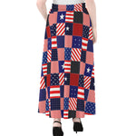 American Patriotic Patchwork Print Chiffon Maxi Skirt
