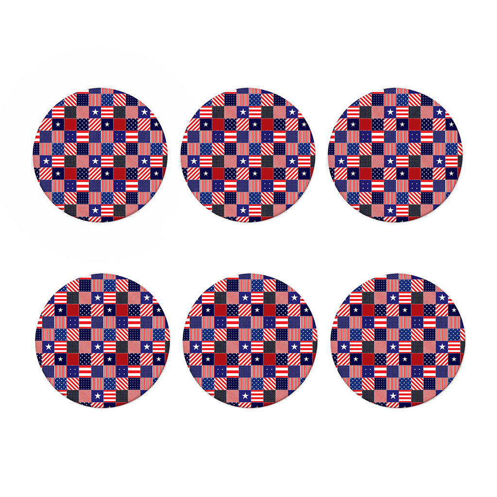 American Patriotic Patchwork Print Coaster Set