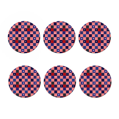 American Patriotic Patchwork Print Coaster Set