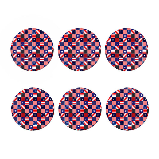 American Patriotic Patchwork Print Coaster Set
