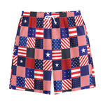 American Patriotic Patchwork Print Cotton Shorts
