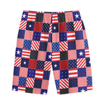 American Patriotic Patchwork Print Cotton Shorts
