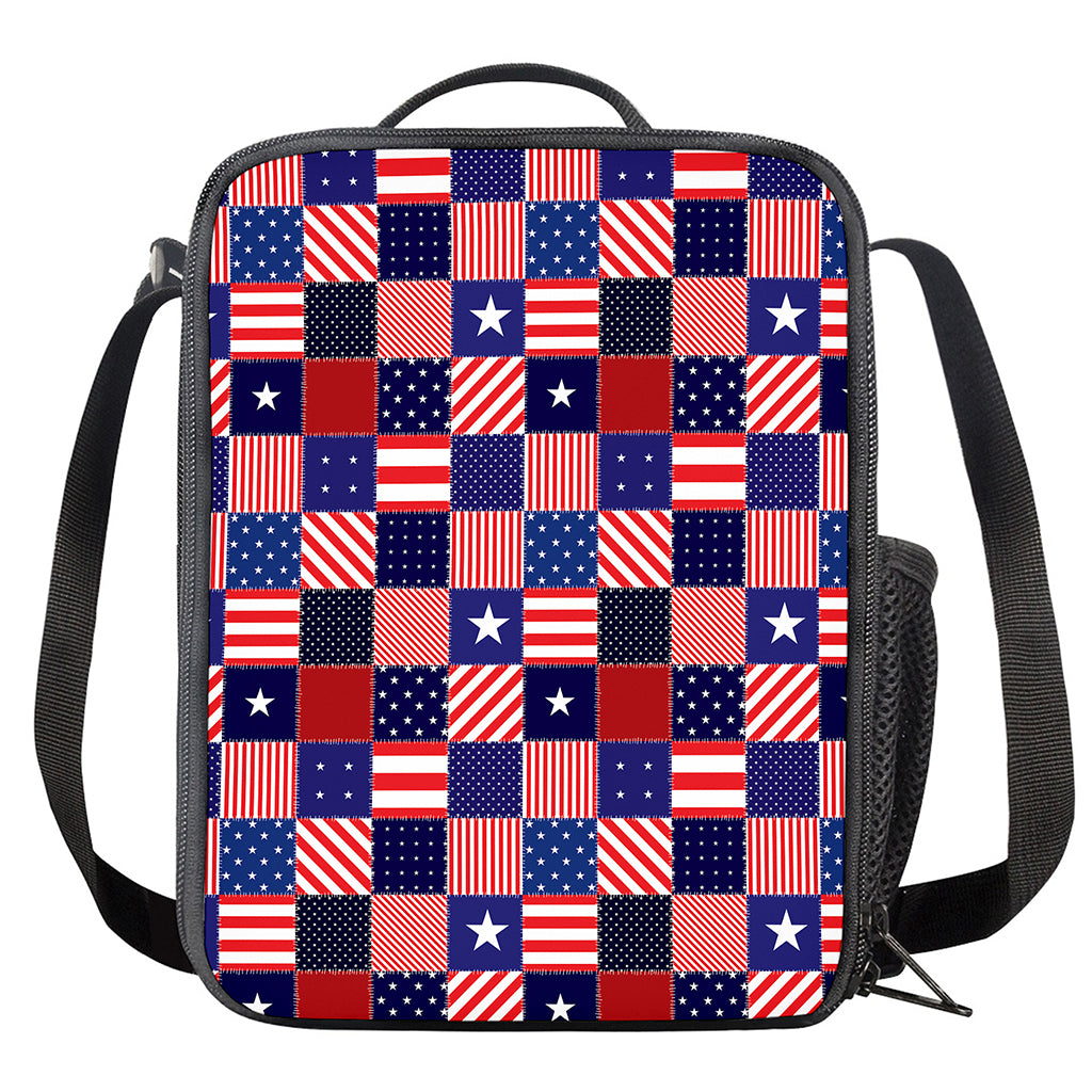 American Patriotic Patchwork Print Crossbody Lunch Bag