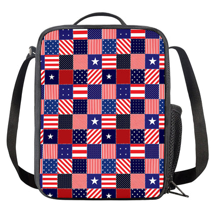 American Patriotic Patchwork Print Crossbody Lunch Bag