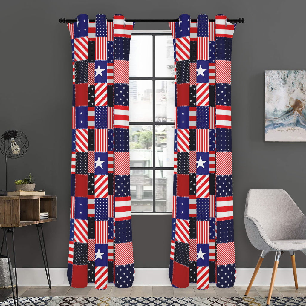 American Patriotic Patchwork Print Curtain