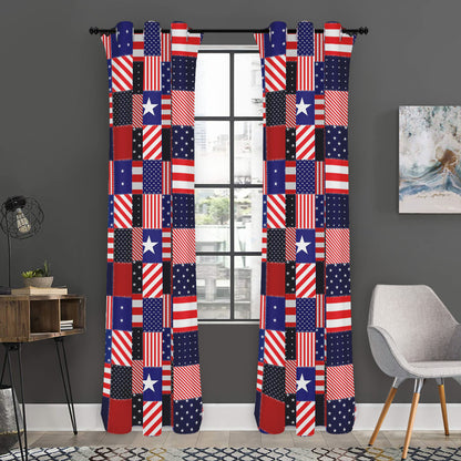 American Patriotic Patchwork Print Curtain