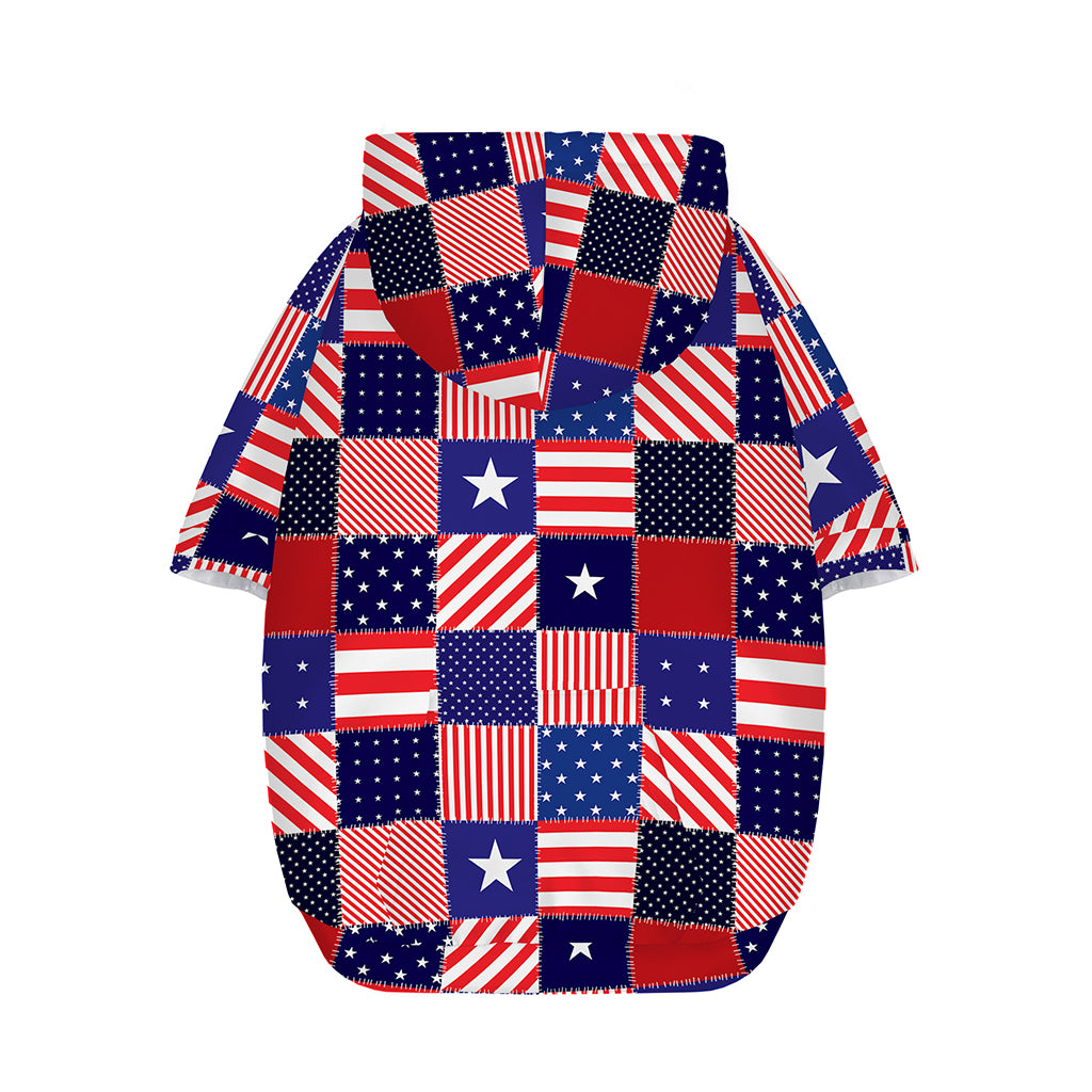 American Patriotic Patchwork Print Dog Zip Up Hoodie