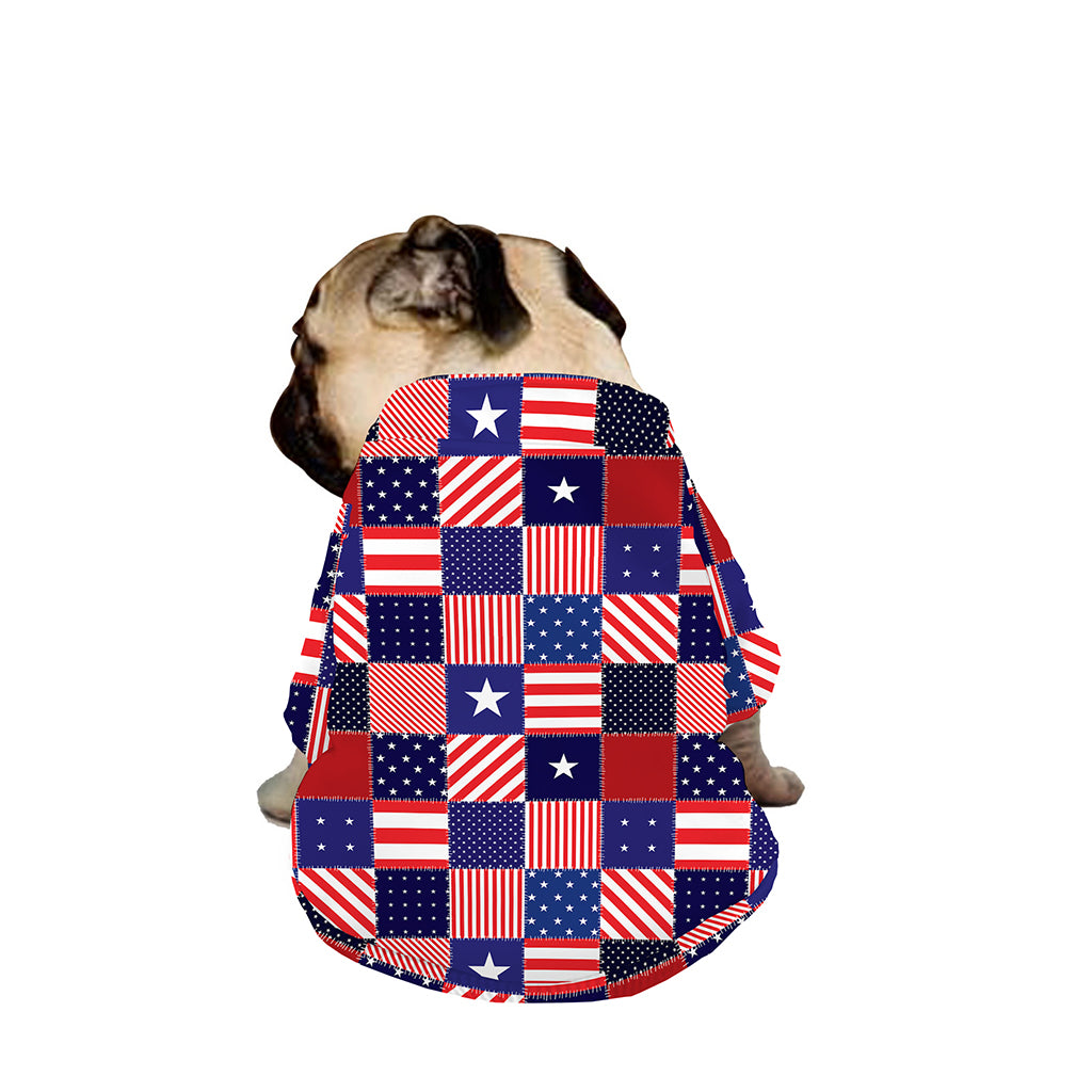 American Patriotic Patchwork Print Dog Zip Up Jacket