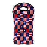 American Patriotic Patchwork Print Double Neoprene Wine Tote