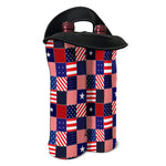 American Patriotic Patchwork Print Double Neoprene Wine Tote