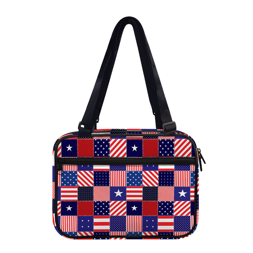 American Patriotic Patchwork Print Double Strap Bible Bag