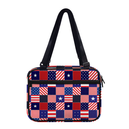 American Patriotic Patchwork Print Double Strap Bible Bag