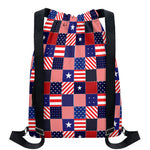 American Patriotic Patchwork Print Drawstring Backpack