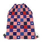 American Patriotic Patchwork Print Drawstring Bag