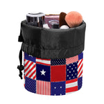 American Patriotic Patchwork Print Drawstring Makeup Bag