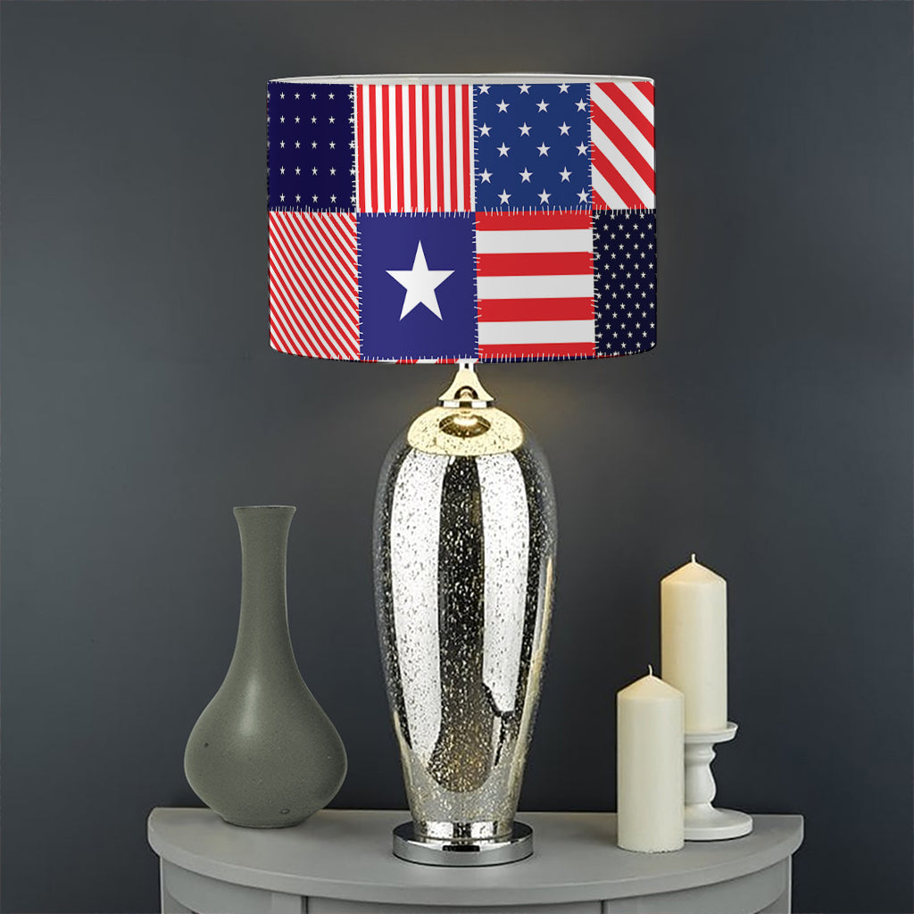 American Patriotic Patchwork Print Drum Lamp Shade