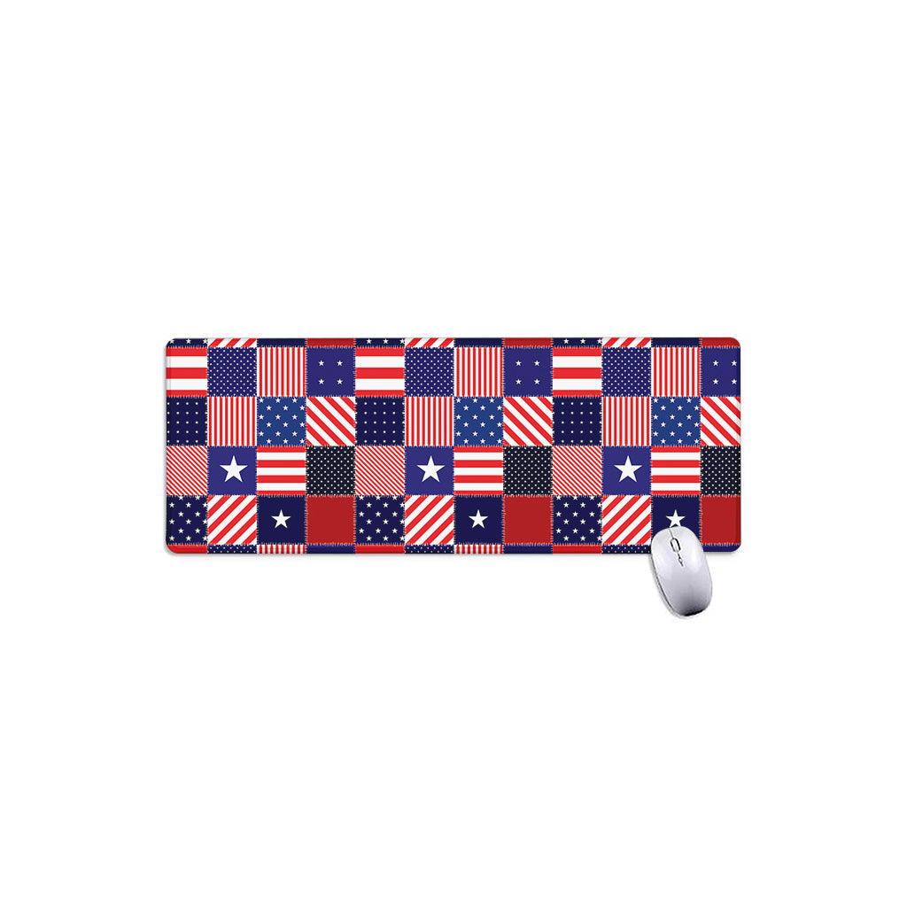 American Patriotic Patchwork Print Extended Mouse Pad