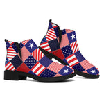 American Patriotic Patchwork Print Flat Ankle Boots