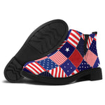 American Patriotic Patchwork Print Flat Ankle Boots