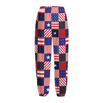 American Patriotic Patchwork Print Fleece Lined Knit Pants