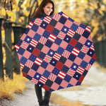 American Patriotic Patchwork Print Foldable Umbrella