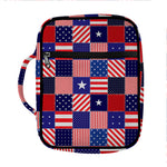 American Patriotic Patchwork Print Front Pocket Bible Bag