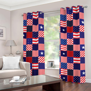 American Patriotic Patchwork Print Grommet Curtains