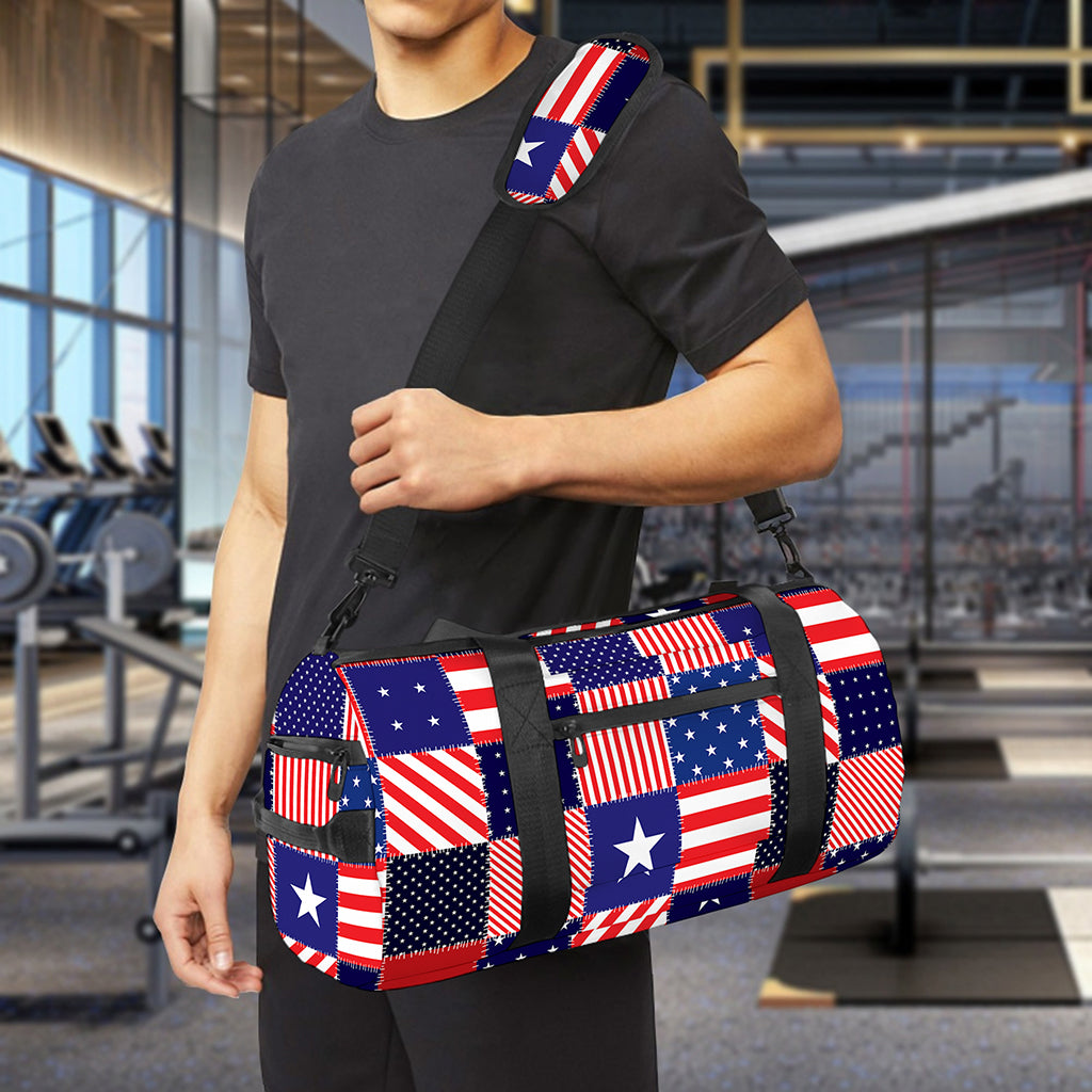 American Patriotic Patchwork Print Gym Bag