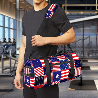 American Patriotic Patchwork Print Gym Bag