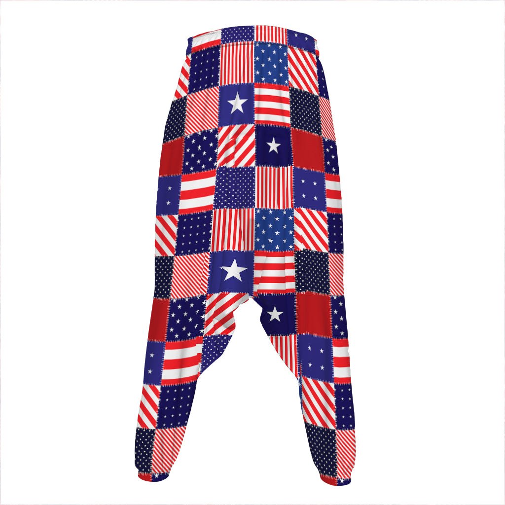 American Patriotic Patchwork Print Hammer Pants