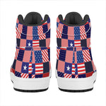 American Patriotic Patchwork Print High Top Leather Sneakers