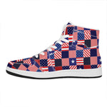 American Patriotic Patchwork Print High Top Leather Sneakers