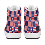 American Patriotic Patchwork Print High Top Leather Sneakers