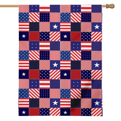 American Patriotic Patchwork Print House Flag
