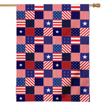 American Patriotic Patchwork Print House Flag